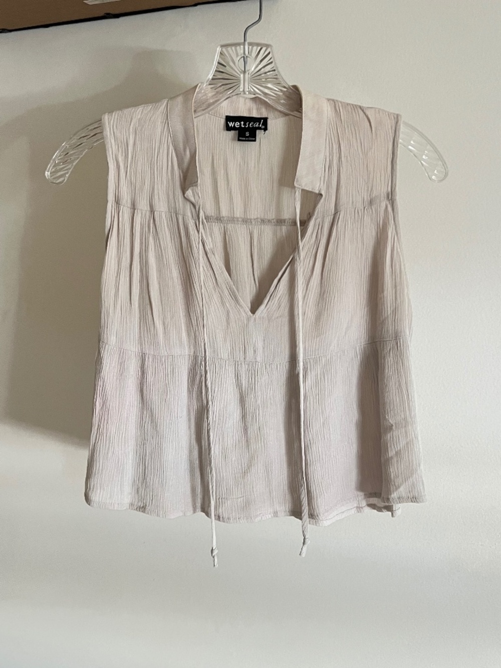 🪞 linen peplum sleeveless tank top natural beige